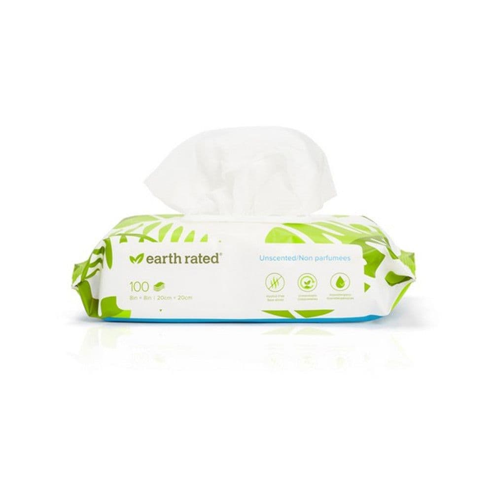 Earth Rated Pet Grooming Wipes Unscented (20x20cm)(100pk)