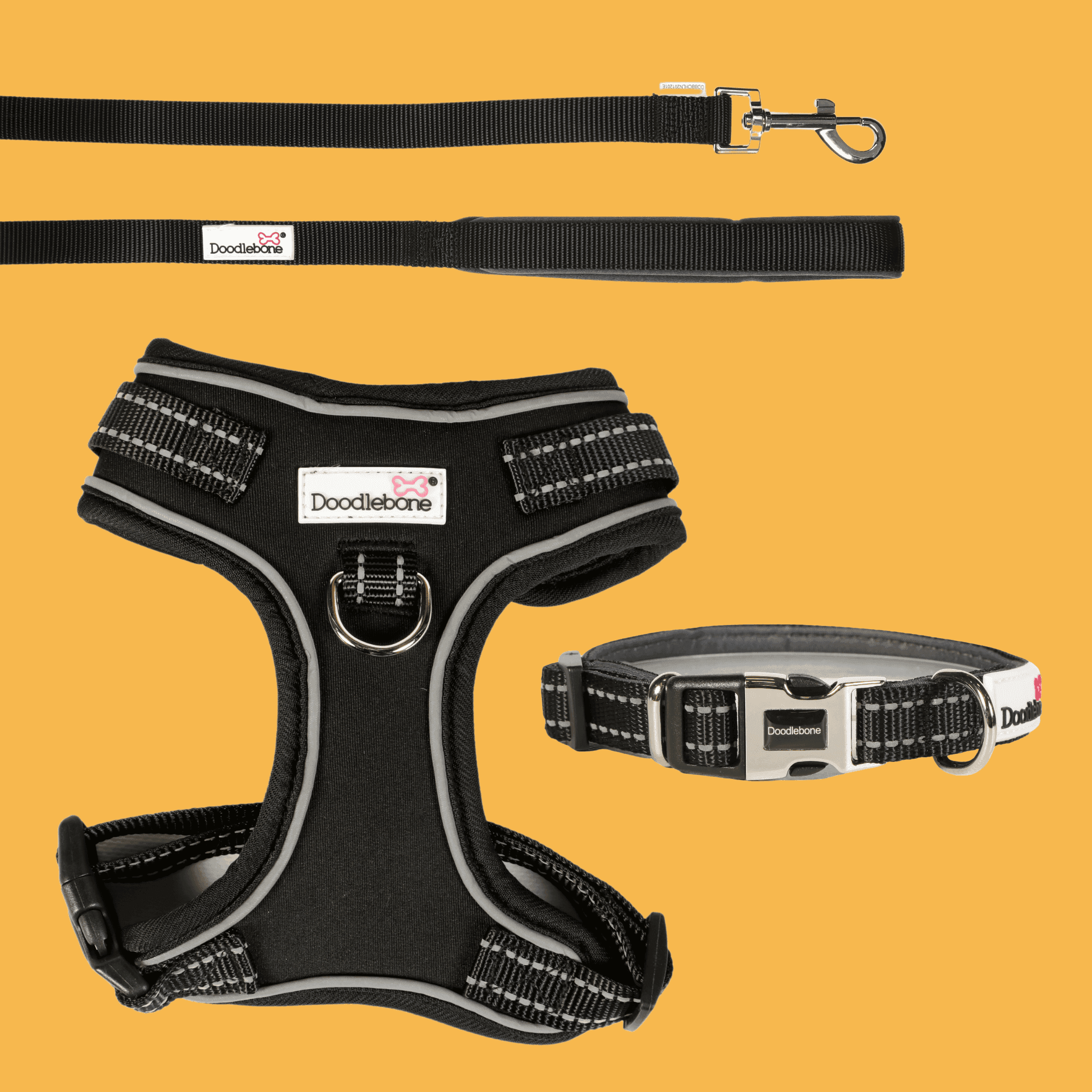 Doodlebone Padded Collar, Coal, 6-11