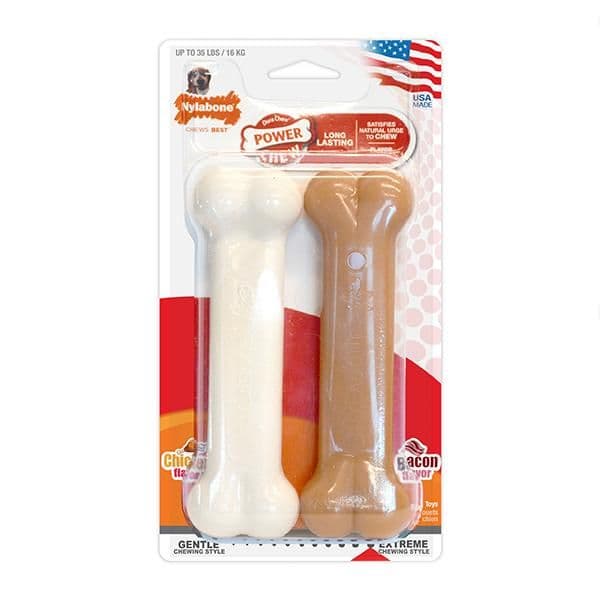 Nylabone Dura Chew Wolf Twin Pack Bacon & Chicken
