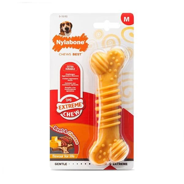 Nylabone Extreme Chew Textured Bone Beef & Cheese (Medium)