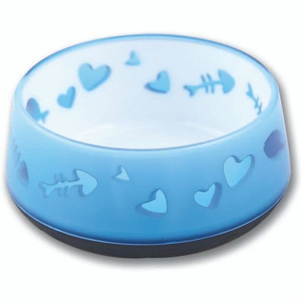All For Paws Anti Slip Cat Bowl Blue Fish