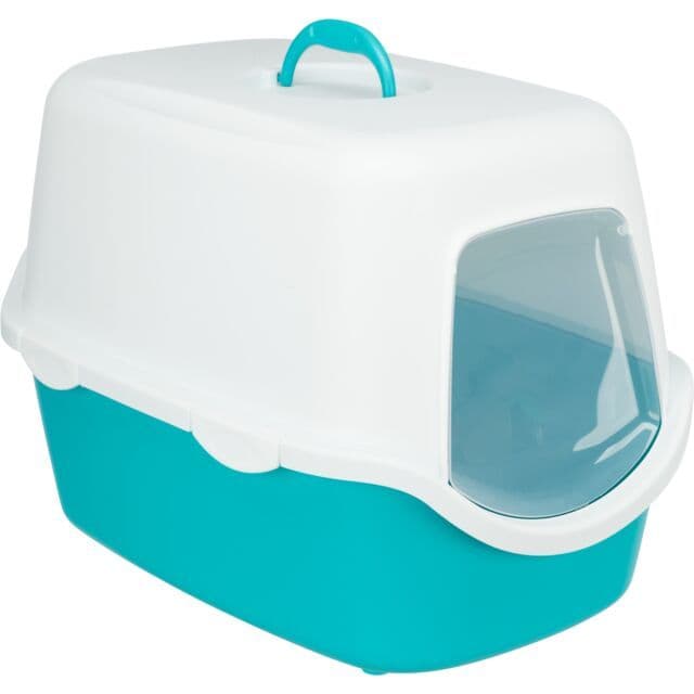 Trixie Vico cat litter tray, with hood Aquamarine/White (40x40x56cm)