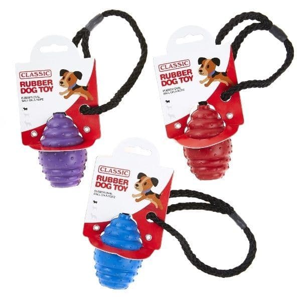 Classic Rubber Oval Ball on a Rope (75mm)