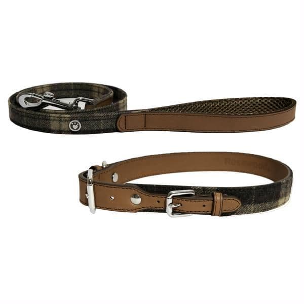 Rosewood Luxury Leather Collar Tweed Check (12-16"x3/4")