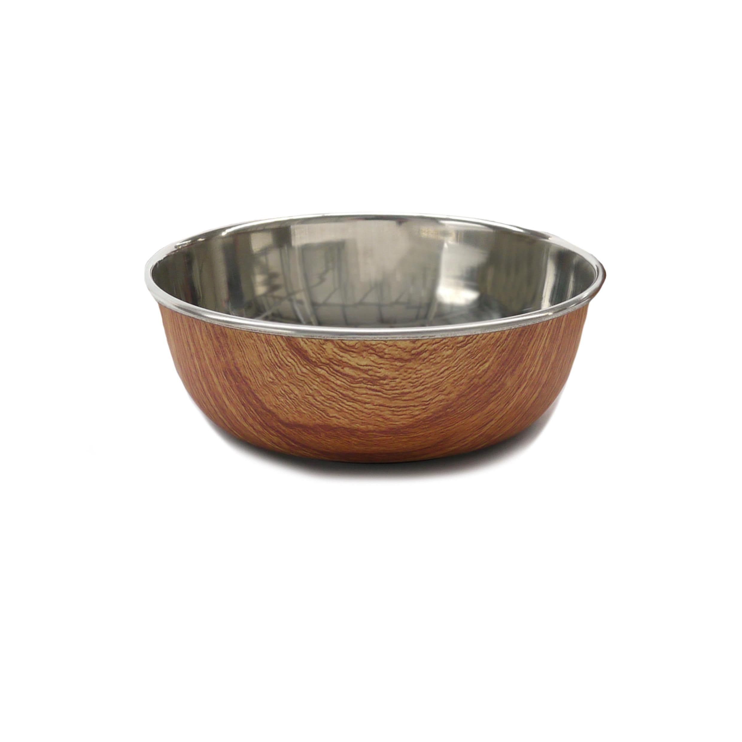 Rosewood Wood Effect Steel Pet Bowl (700ml)