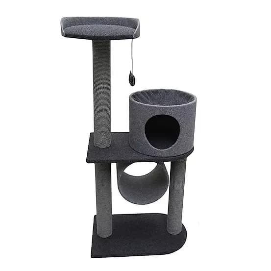 Rosewood Charcoal Felt Cat Double Tower