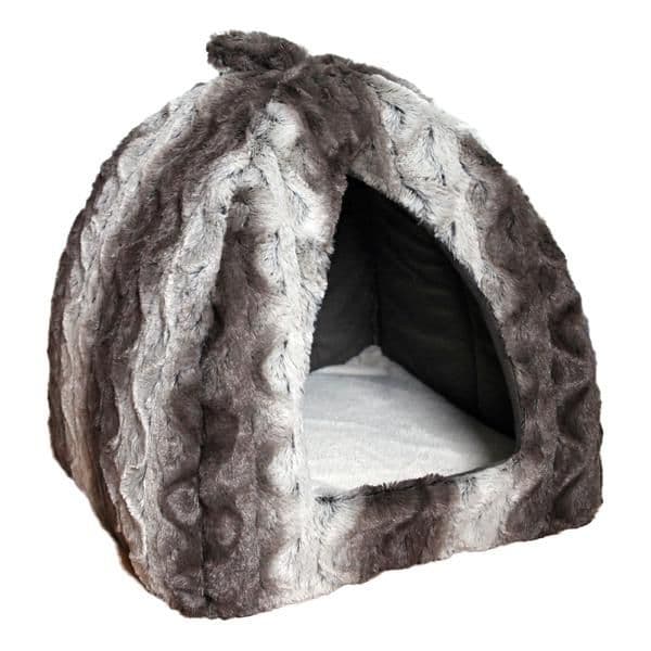 Rosewood Grey & Cream Snuggle Plush Pyramid Bed (38cm)