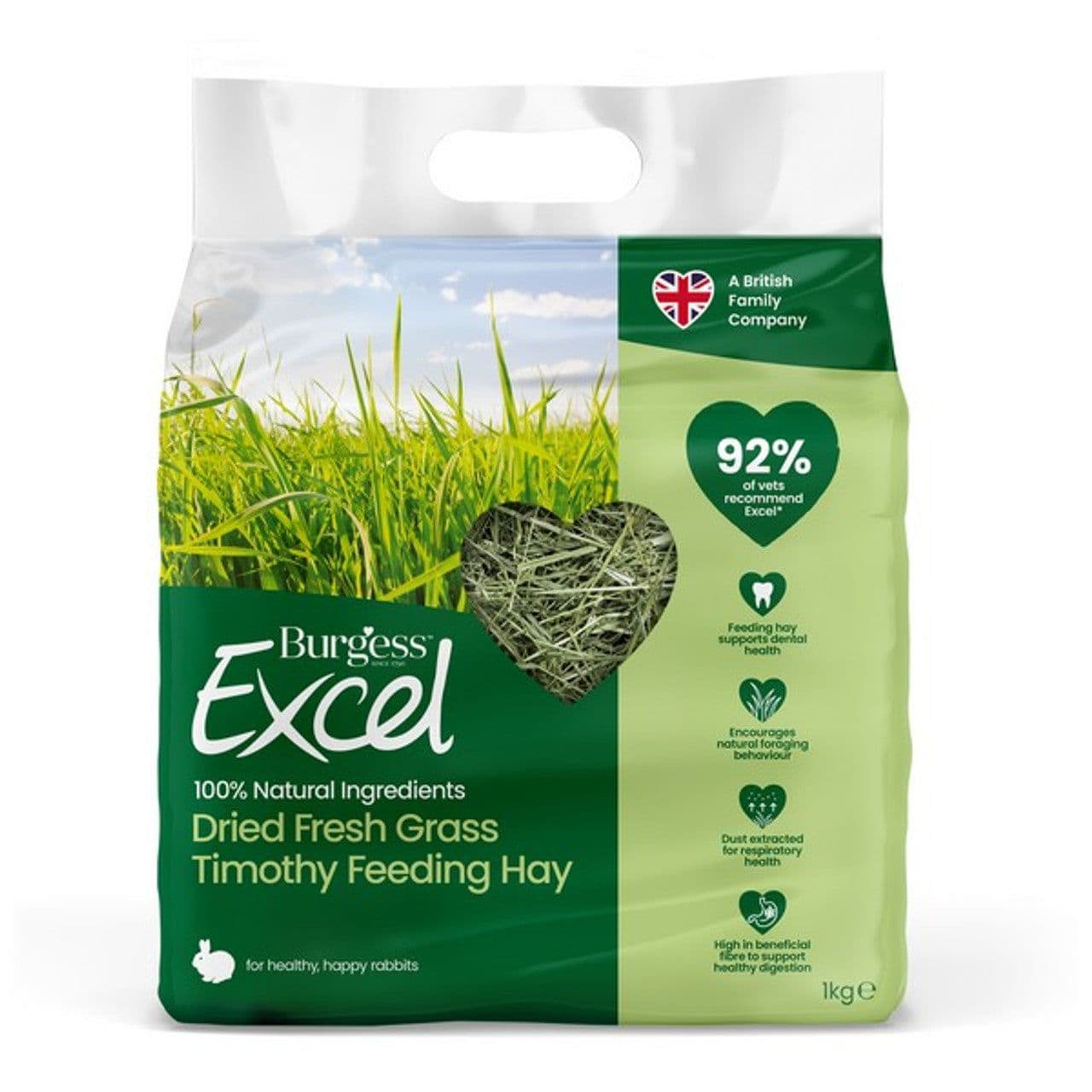 Burgess Excel Feeding Hay Dried Fresh Grass (1kg)