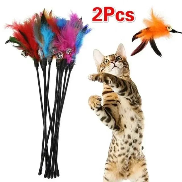 Cat Play Toy With Feather and Bells