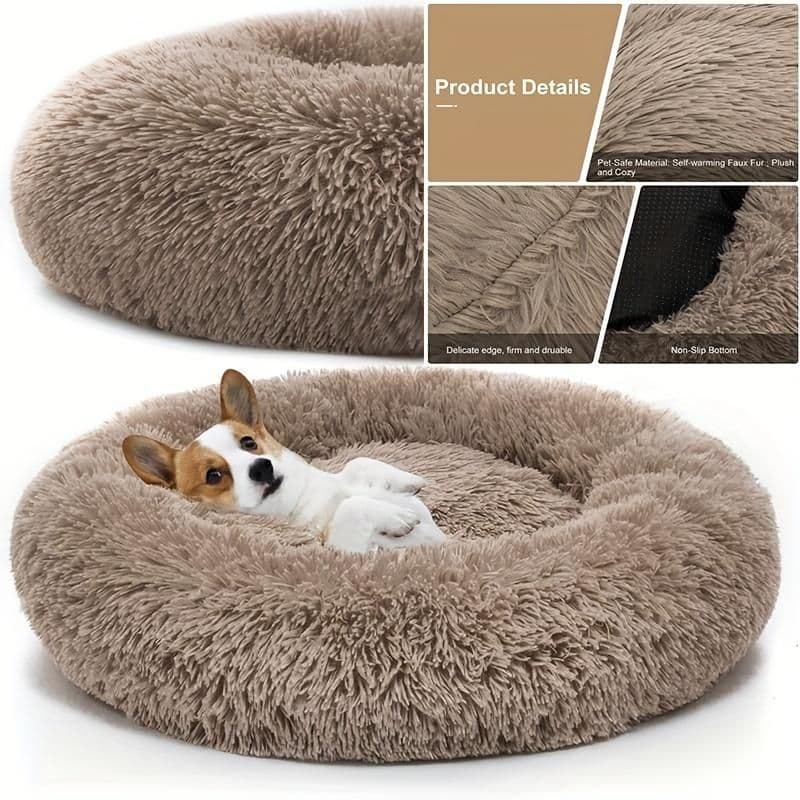 Fluffy Grey Donut Bed (Small)
