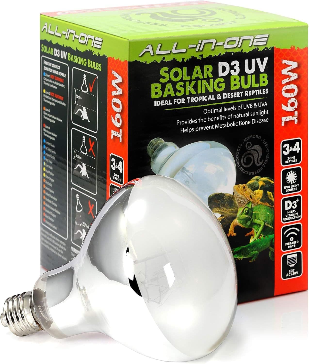 Komodo Solar D3 UV Basking Bulb (160W)