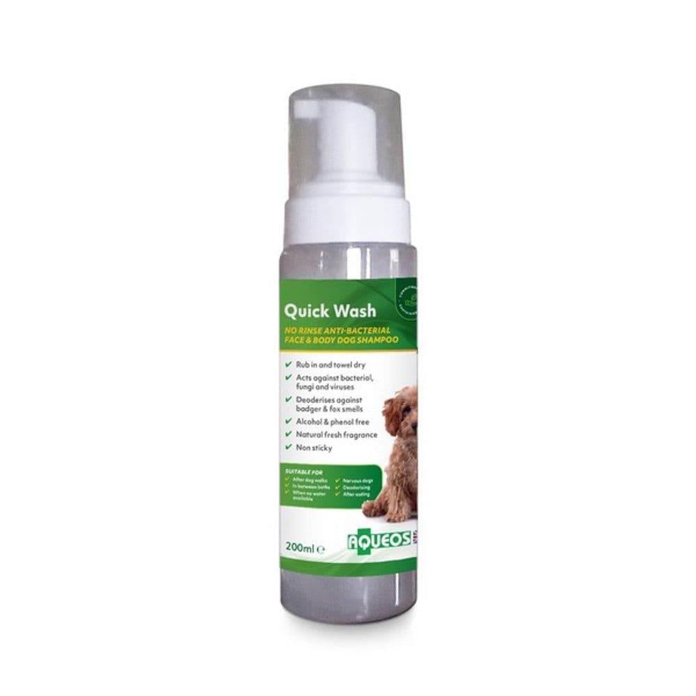 Aqueos Quick Wash Anti Bacterial No Rinse Dog Shampoo (200ml)