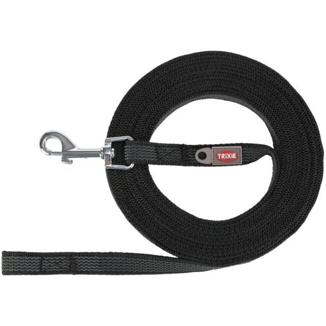 Trixie Tracking Lead Rubberised Black (S-M / 10m x 15mm)
