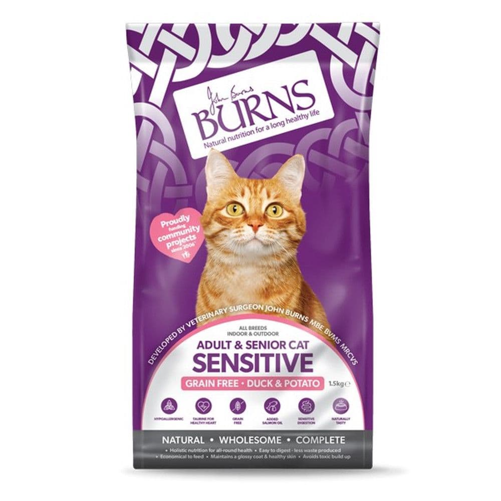 Burns Adult & Senior Cat Sensitive Grain Free Duck & Potato (1.5kg)