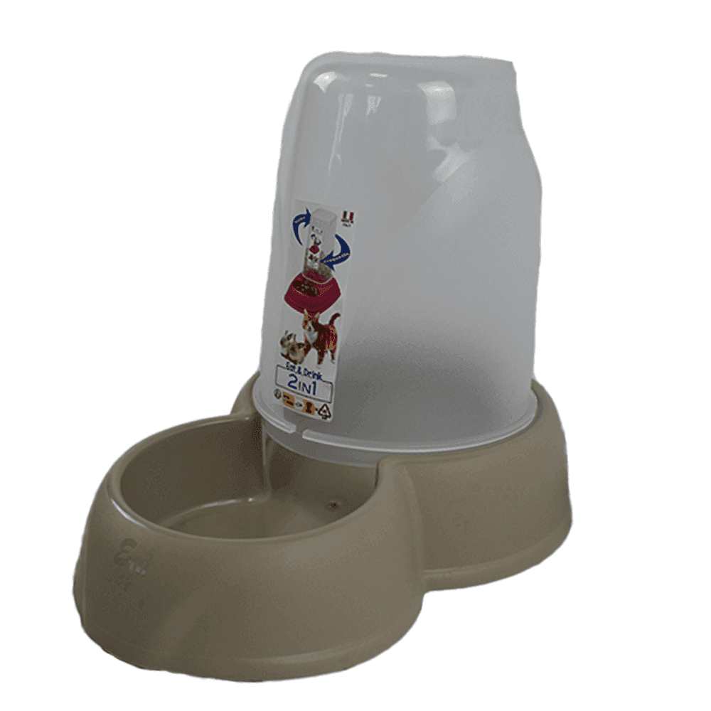 Happy Pet Mini Gravity Fed Food & Water Feeder Mocha (1.6L)