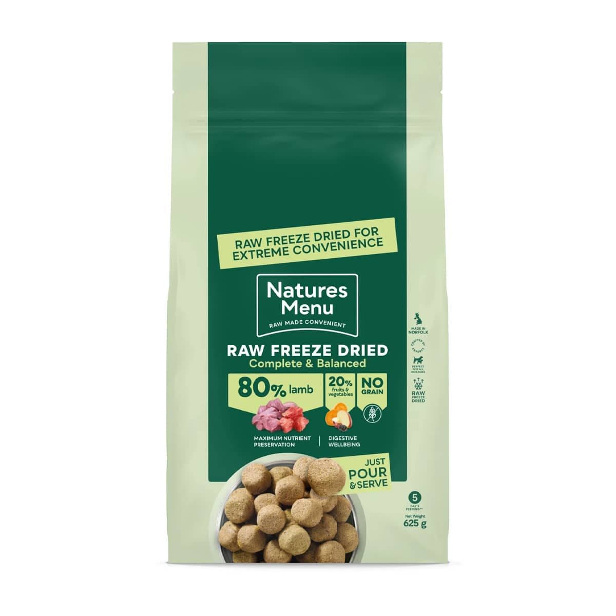 Natures Menu Complete Freeze Dried Grain Free Food Lamb 80/20 (625g)