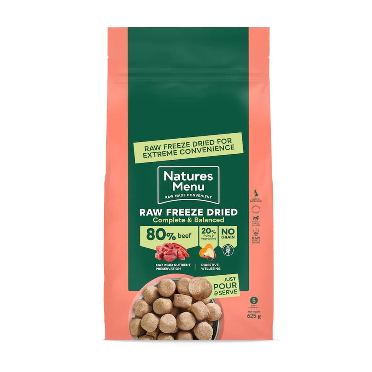 Natures Menu Complete Freeze Dried Grain Free Food Beef 80/20 (625g)