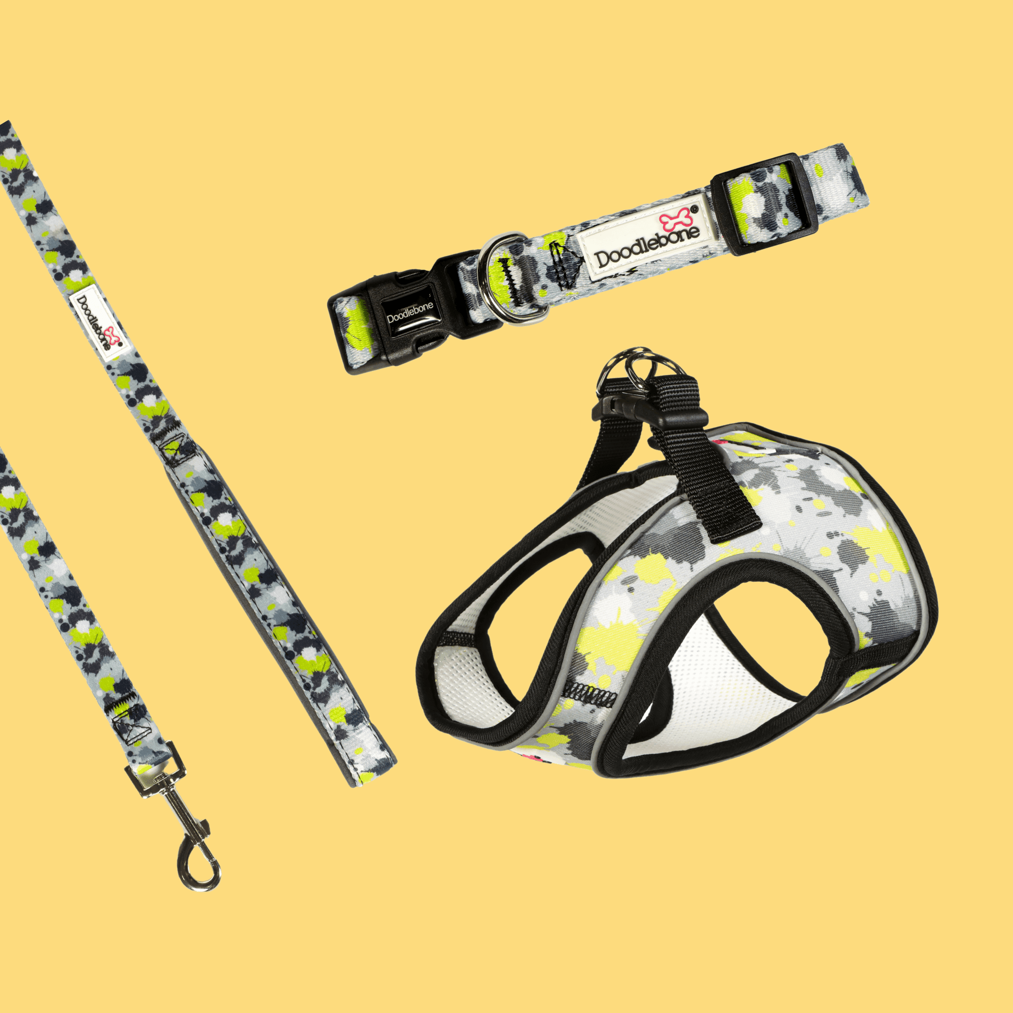 Doodlebone Airmesh Harness, Neon Paint Splat, 3