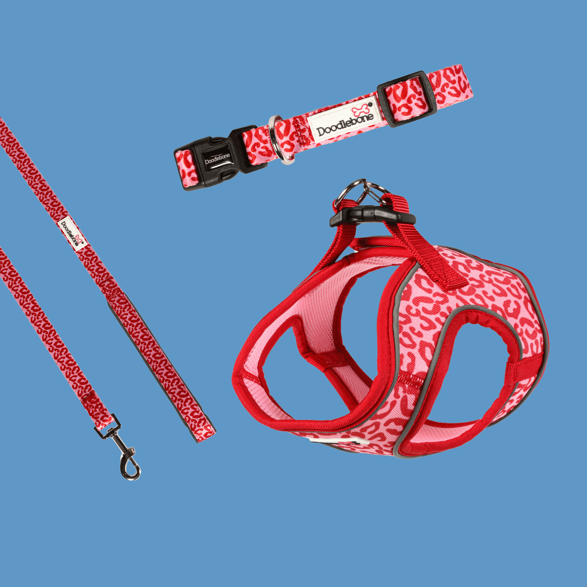 Doodlebone Snappy Harness, Ruby Leopard, 2