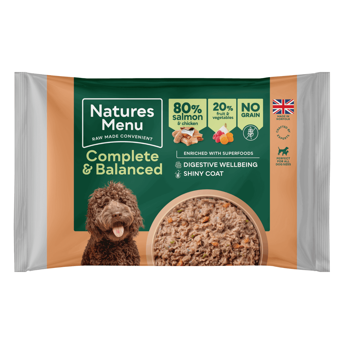 Natures Menu Raw Complete & Balanced 80/20 Block Salmon & Chicken (500g)