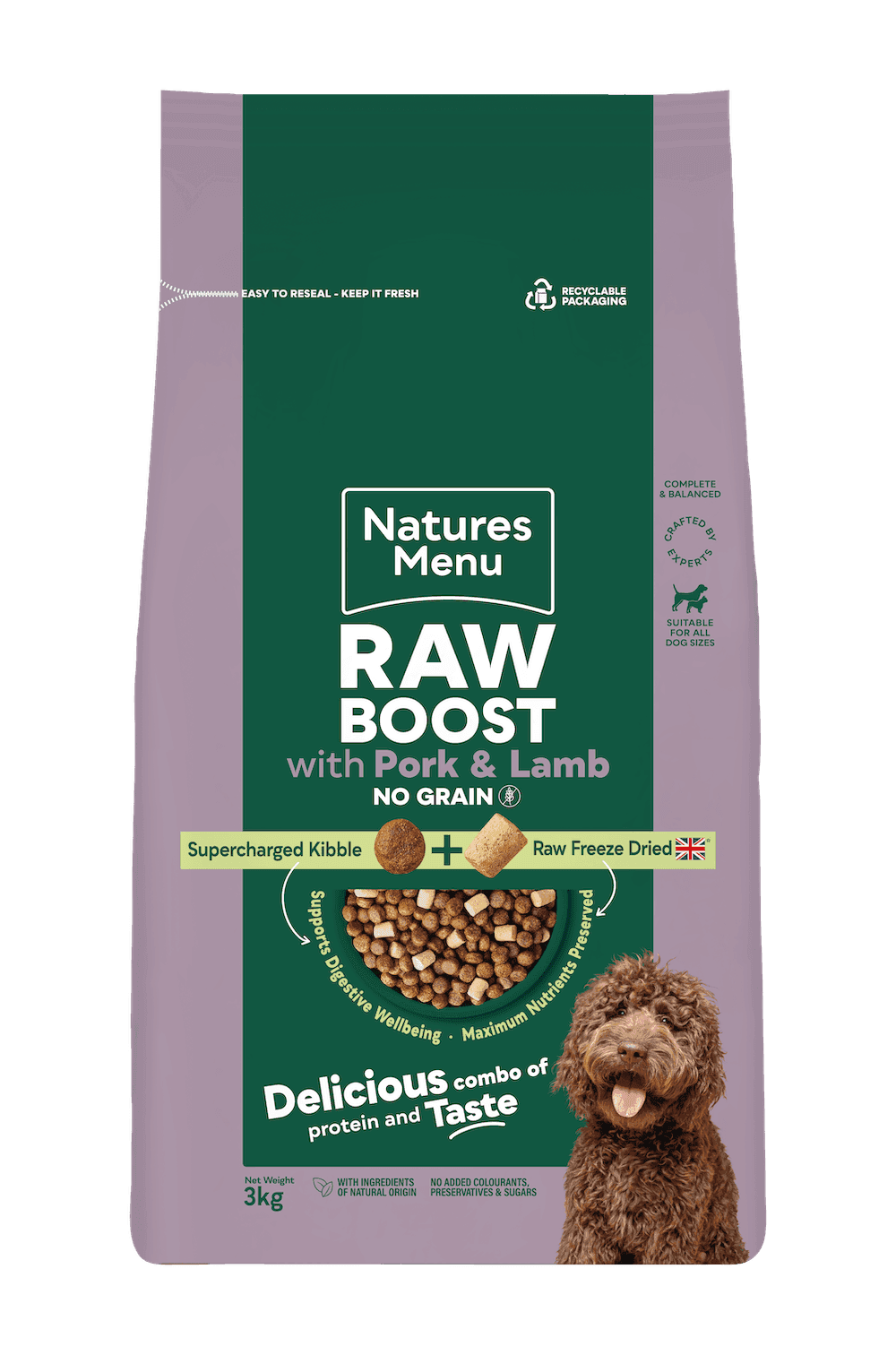 Natures Menu Dry Dog Raw Boost Adult Pork & Lamb Grain Free (3kg)