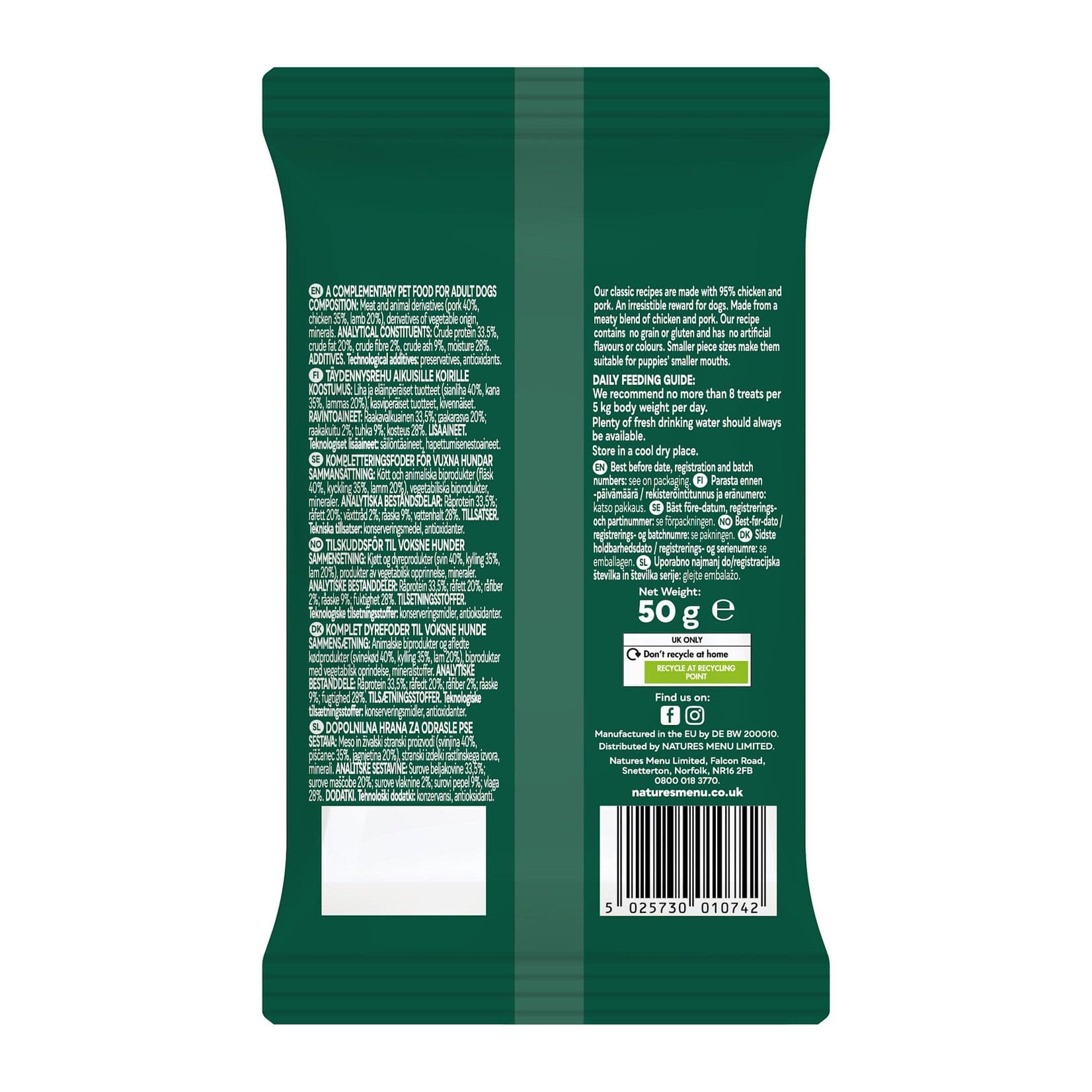 Natures Menu Dog Meaty Treats Adult Lamb, Chicken & Pork (50g)
