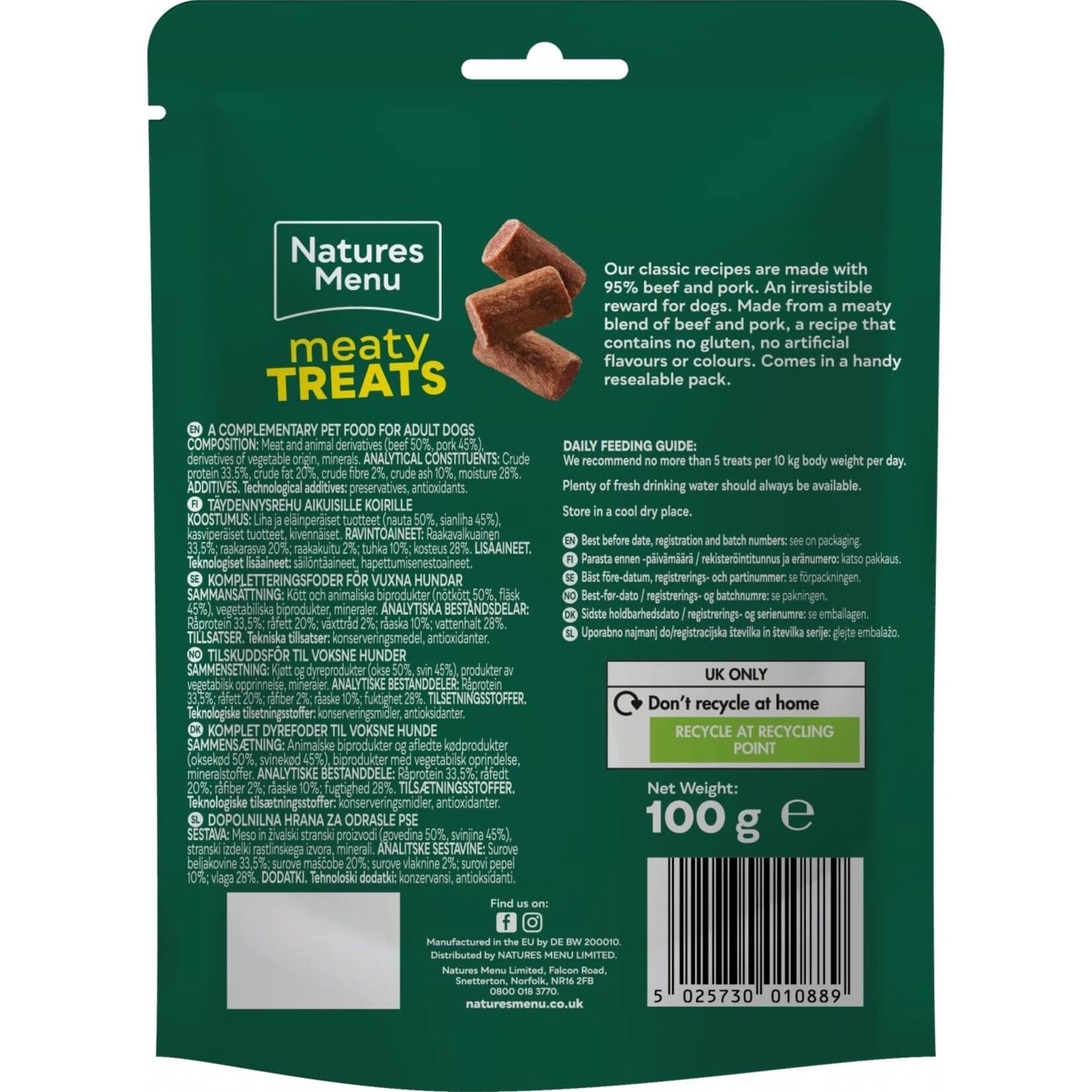 Natures Menu Dog Meaty Treats Adult Beef (100g)