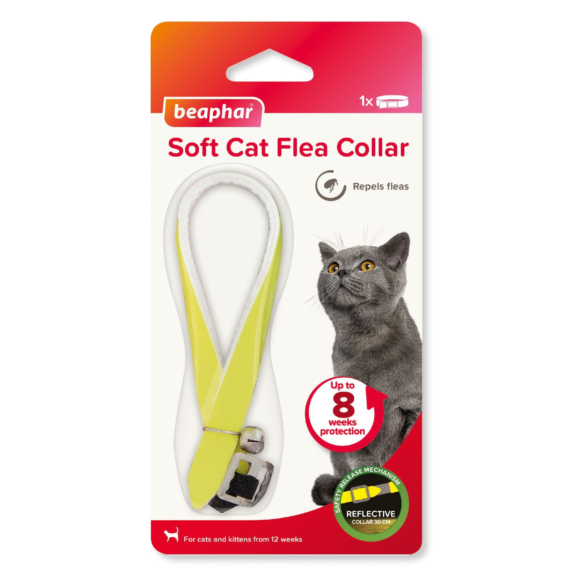 Beaphar Reflective Soft Cat Flea Collar – Yellow (30cm)