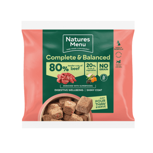 Natures Menu Raw Complete & Balanced 80/20 Nuggets Tender Cuts of Beef (1kg)