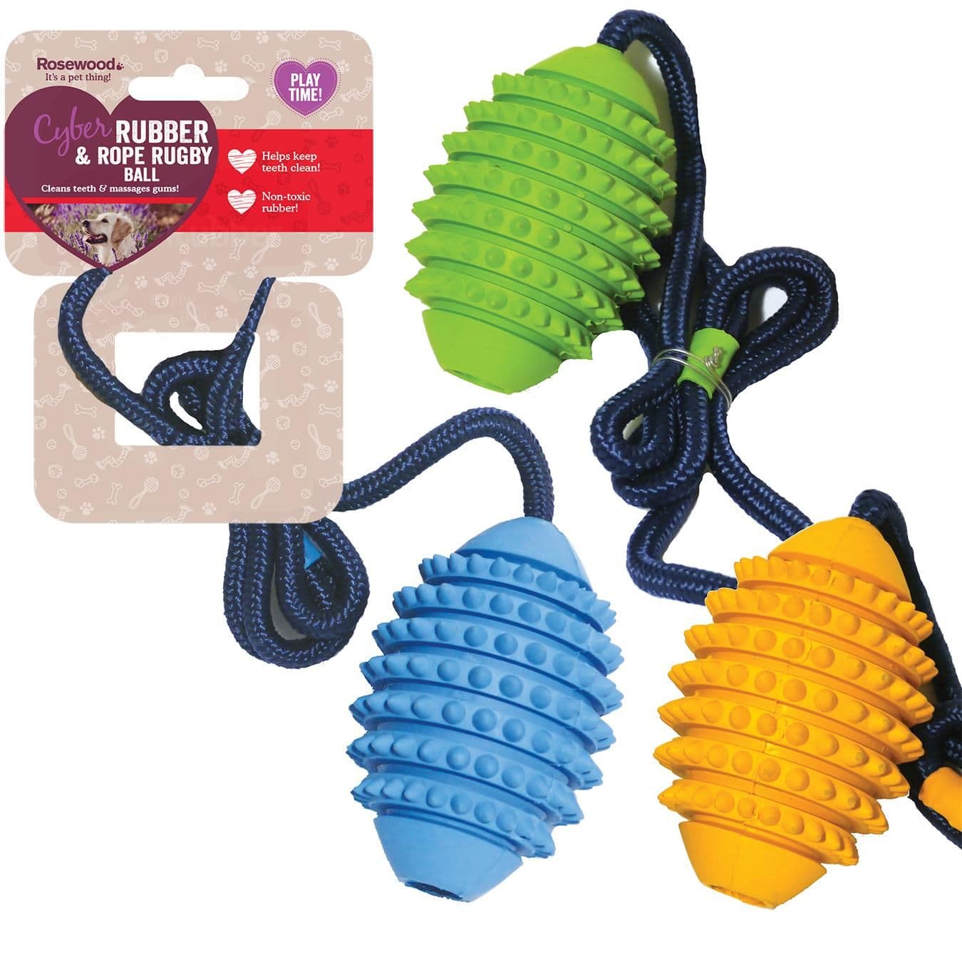 Rosewood Rugby Ball/Rope Medium Assorted