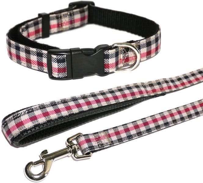 Rosewood Wag 'n' Walk Fashion Collars Red Check (14"-20"x3/4")