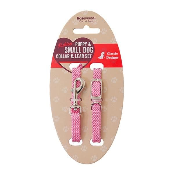 Rosewood Soft Weave Collar & Lead Set Blue/Pink Asstd