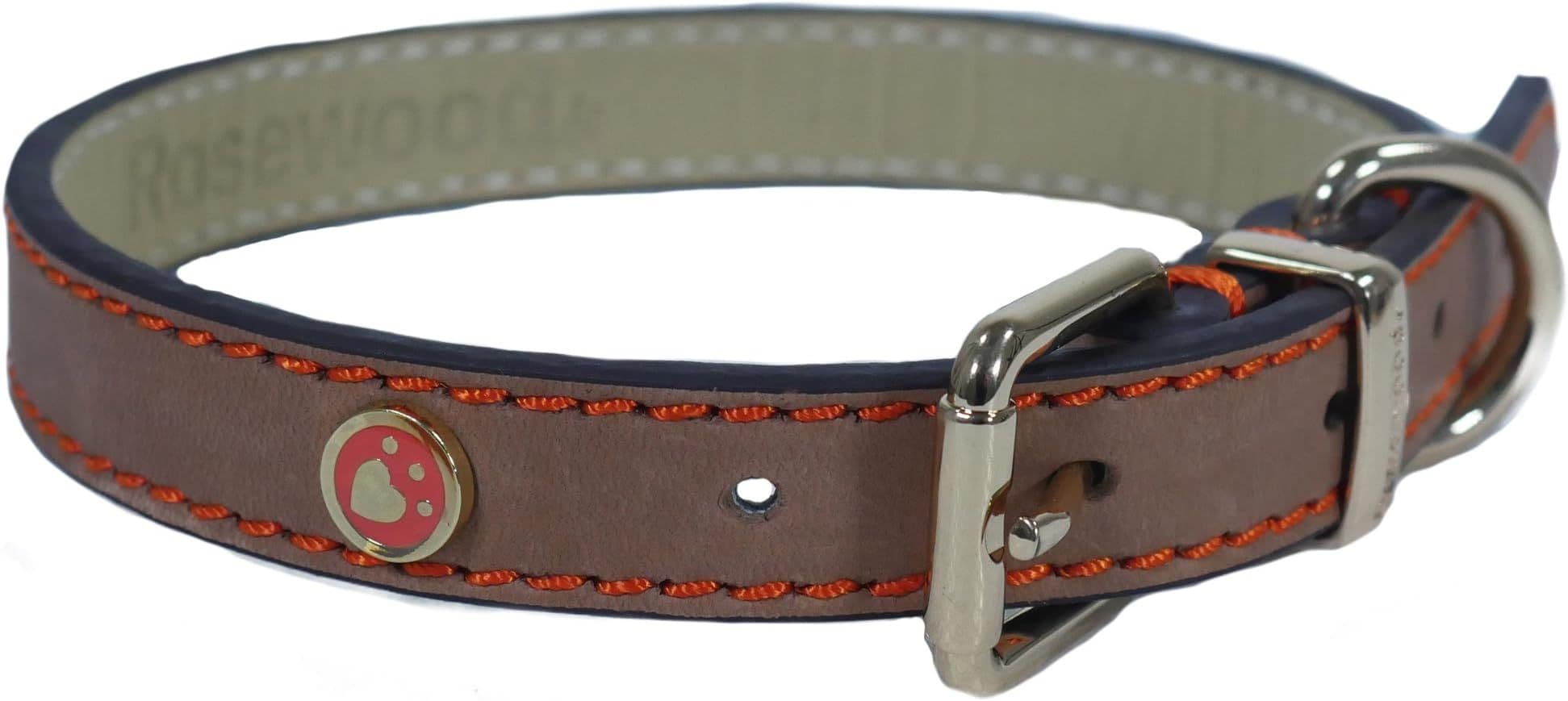 Rosewood Luxury Leather Collar Soft Touch Red (12-16"x3/4")