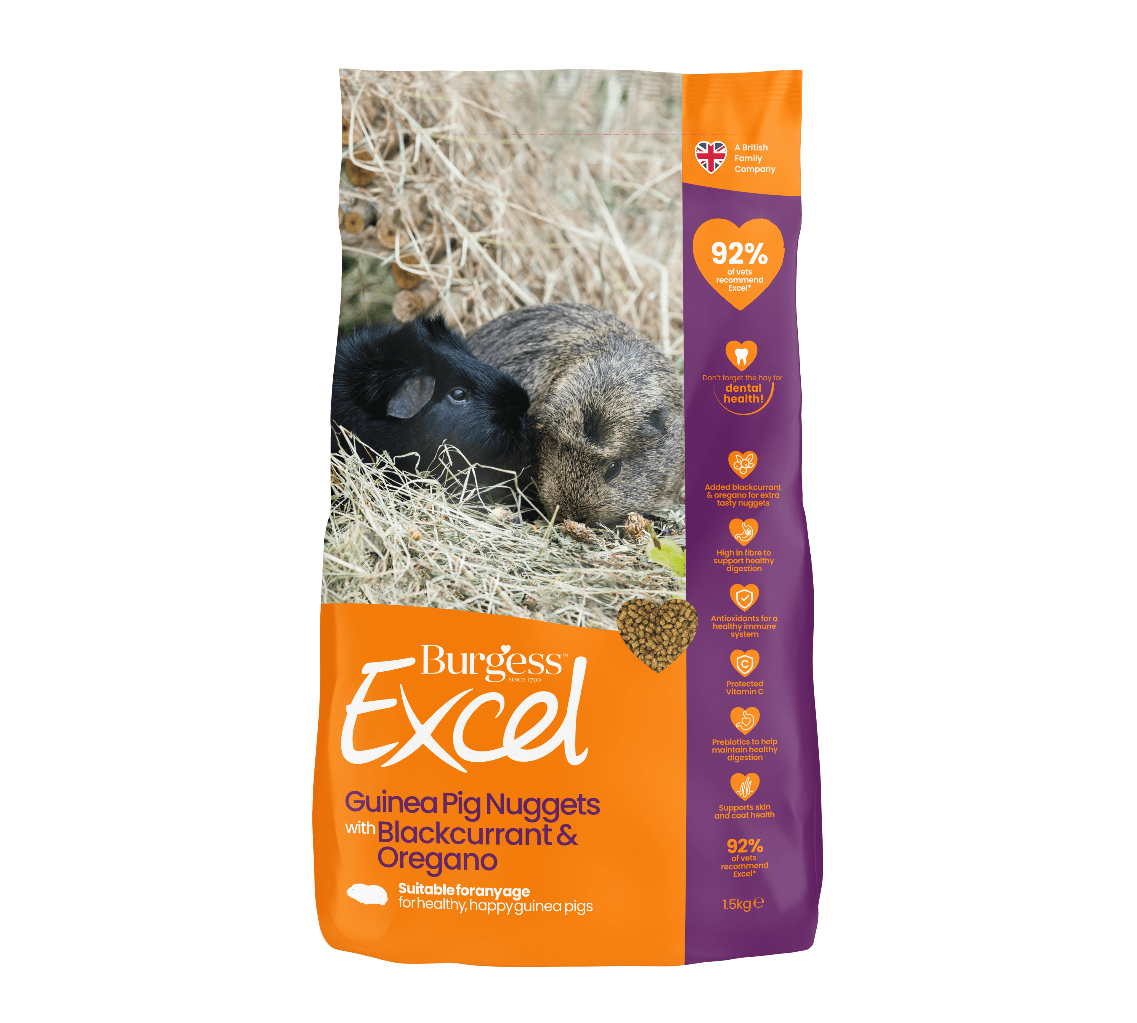 Burgess Excel Adult Guinea Pig Nuggets with Blackcurrant & Oregano (Eco/KG)