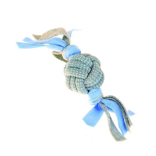 Happy Pet Products Little Rascals Fleecy Rope Ball Tugger (Blue)