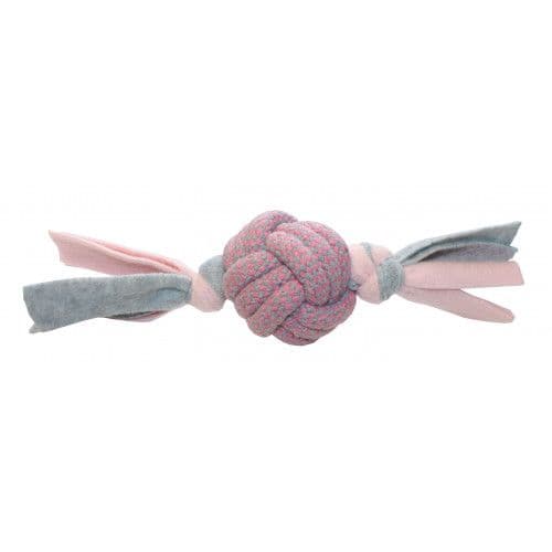 Happy Pet Products Little Rascals Fleecy Rope Ball Tugger (Pink)
