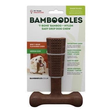 Bamboodles T Bone Chew Toy For Dogs (Medium/6”)(Beef Flavour)