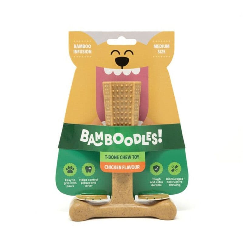 Bamboodles T Bone Chew Toy For Dogs (Medium/6”)(Chicken Flavour)