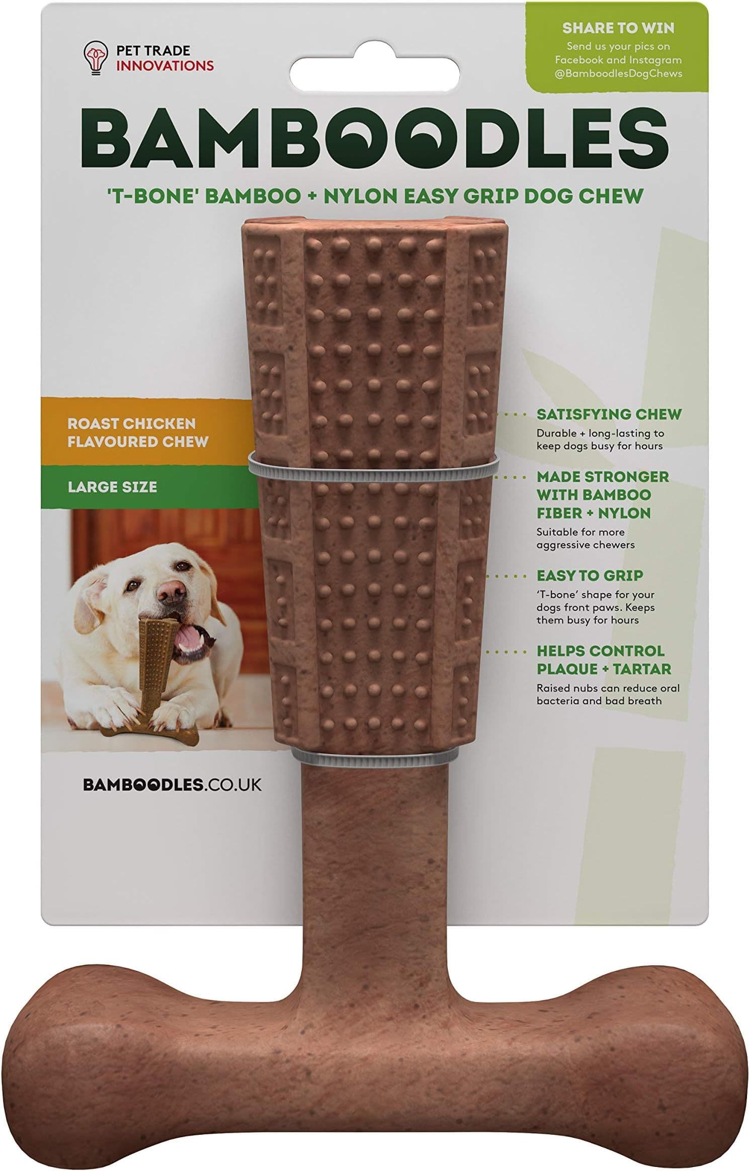 Bamboodles T Bone Chew Toy For Dogs (Large/7”)(Chicken Flavour)
