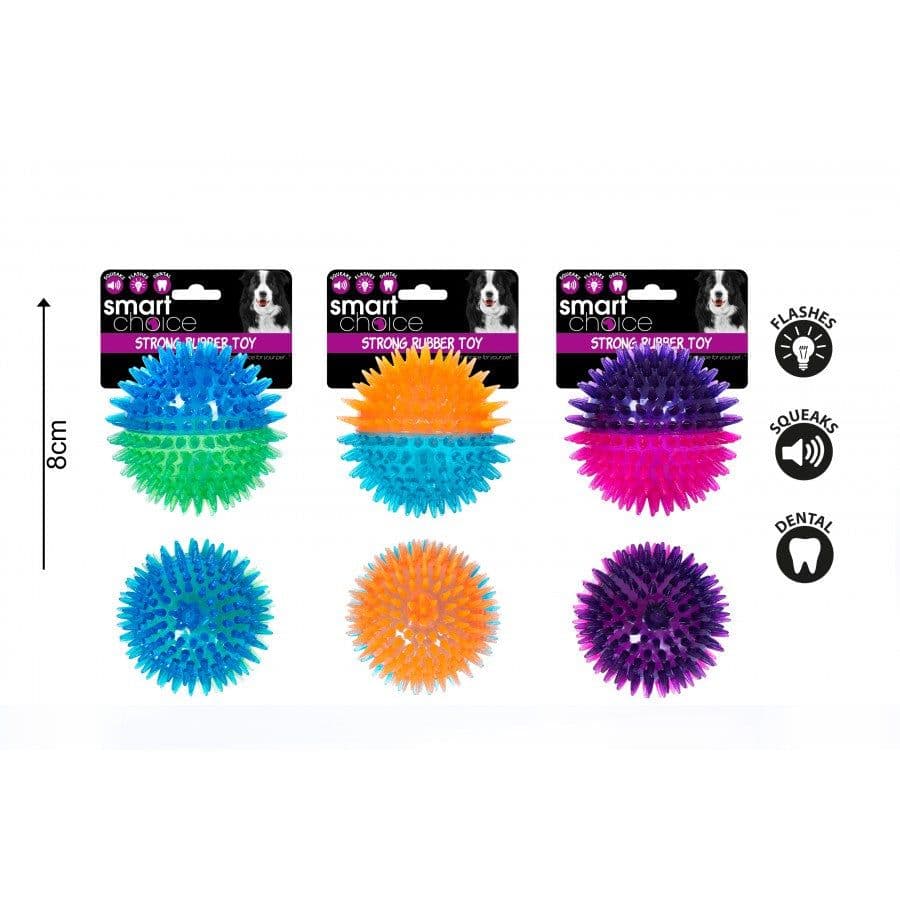 Smart Choice Flashing Squeaky Rubber Spiky Ball (Assorted Colours)